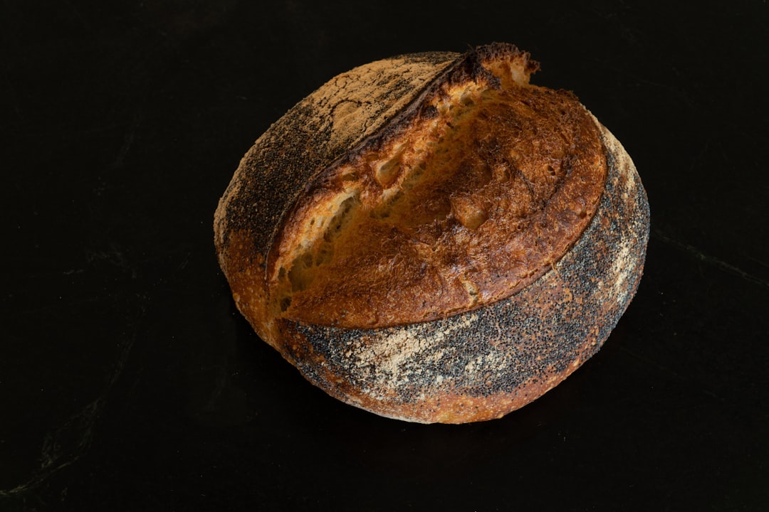 brown bread on black surface