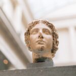 male Grecian bust inside museum