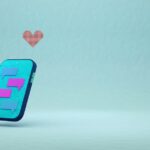 Smartphone with chat bubbles and a heart icon